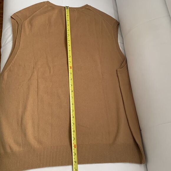 Men’s Lands’ End Cashmere Blend Knit Mustard V- Neck Vest Size XL - Picture 6 of 8